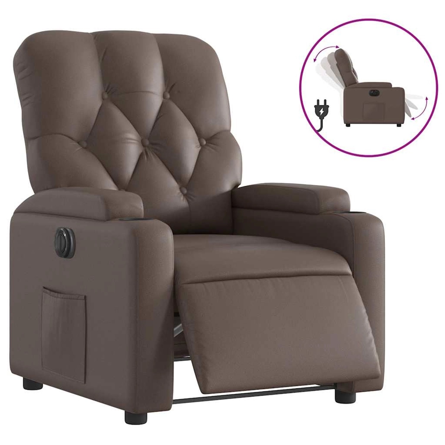 vidaXL Elektrischer Relaxsessel Braun Kunstleder 3204760 günstig online kaufen