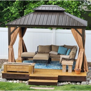 Purple Leaf Pavillon 365 cm X 300 cm X 291 cm Bronze Gartenpavillon mit Moskitonetz