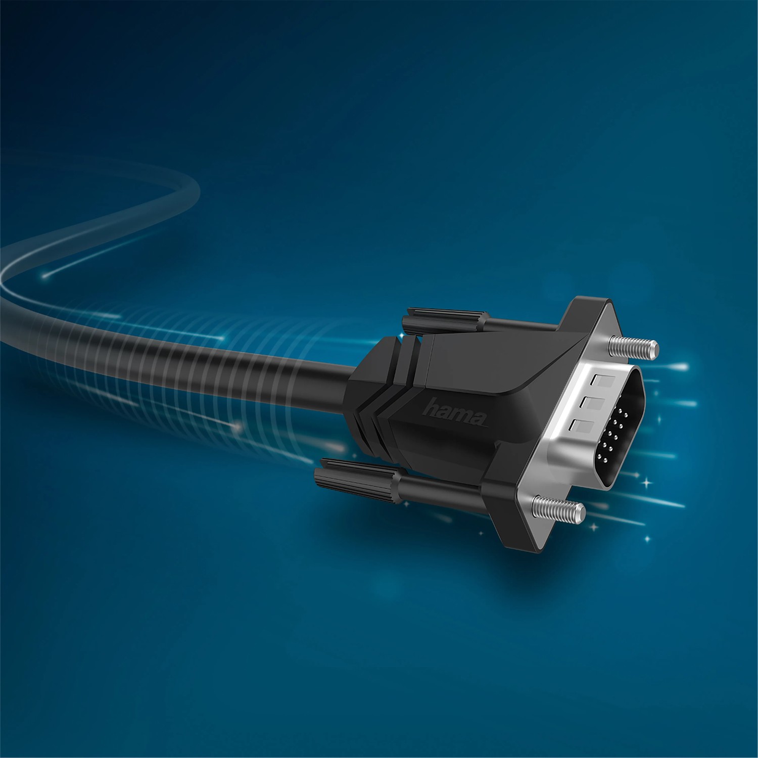 Schwarzes Hama VGA-Kabel für Full-HD 1080p, 1,5 m, zur Verbindung von PC mit Monitor oder TV.