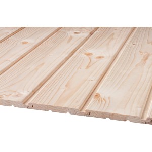 Profilholz Fichte/Tanne Softline, 14x121x4000 mm, B-Sortierung, helle Holzoptik.