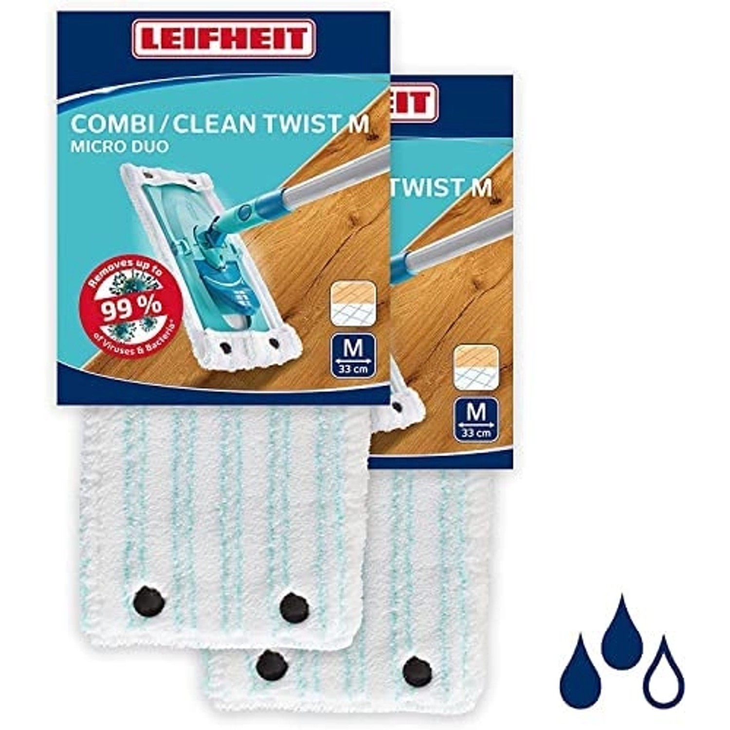 Thumbnail - Leifheit 2er Set Wischbezug Combi/CLEAN TWIST M 33cm Bezug Glatte Böden