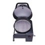 Schwarzer, mobiler Char-Broil Elektrogrill Patio Bistro Cube mit geöffnetem Deckel und Grillrost.