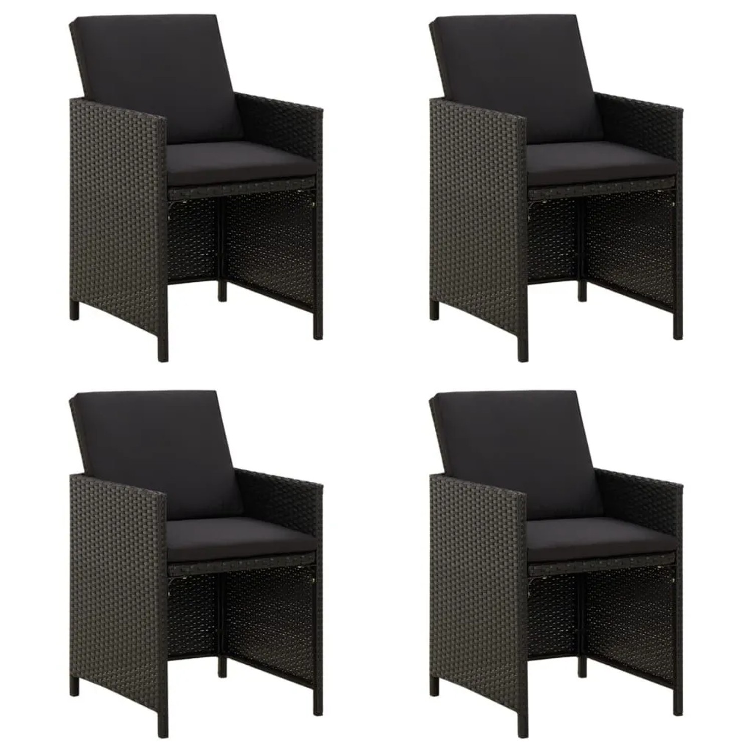 Furnicato Gartenstühle 4 Stk Mit Kissen Poly Rattan 52x56x85 Cm Schwarz