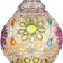 Silbergraue Globo Pendelleuchte mit bunten Acrylkristallen, 270x1200 mm. Dekorative Hängeleuchte.