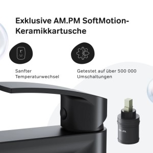 Schwarze AM.PM Waschtischarmatur Play aus Messing mit SoftMotion Kartusche.