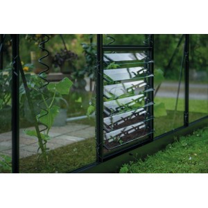 Halls Lamellenlüfter-Set Icon Planthouse/Lean-To, 188x61cm, Schwarz. Lüfter für Gewächshaus mit Lamellen aus Glas.