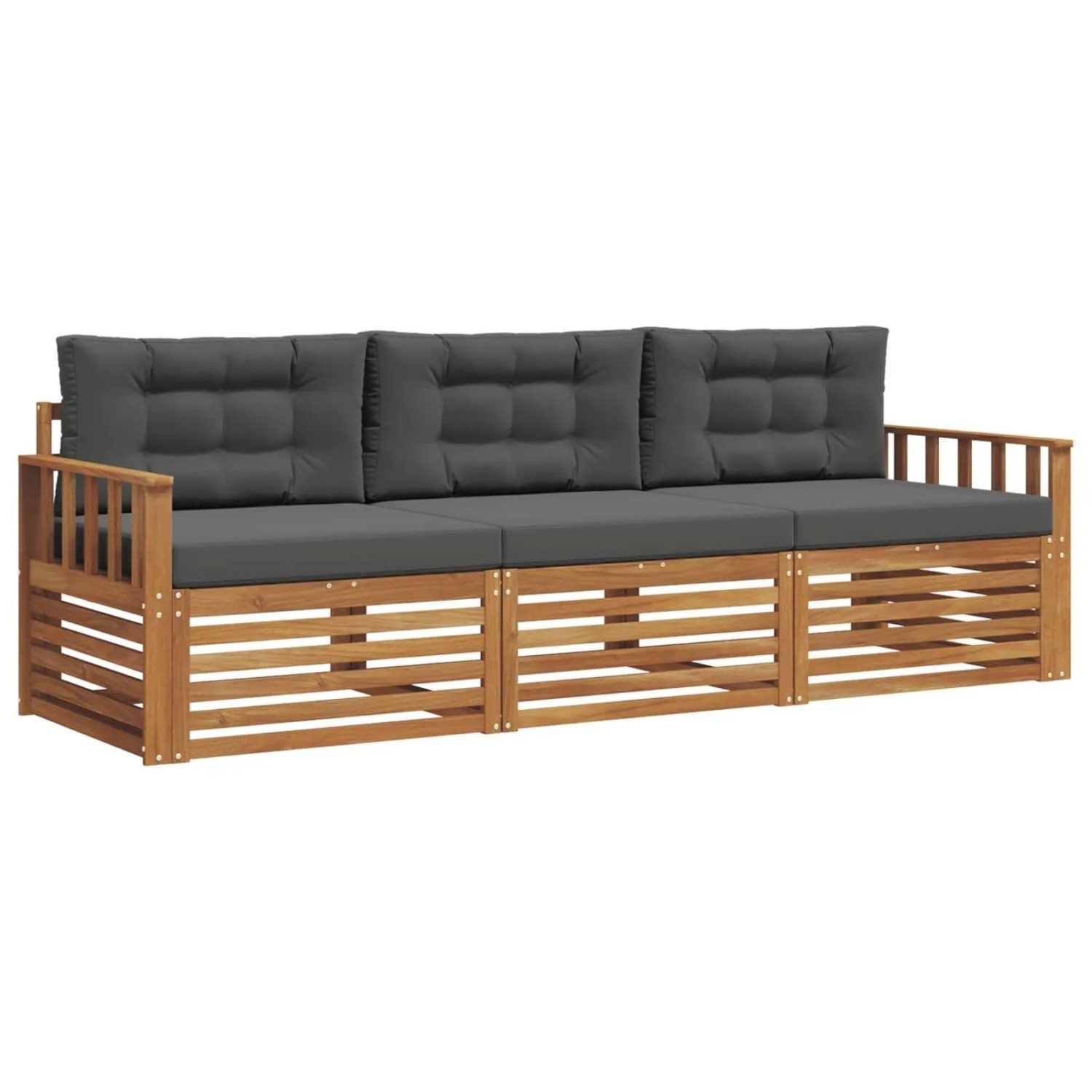 vidaXL Outdoor-Sofagarnitur mit Kissen 3-Tlg Natur und Anthrazit 3372932