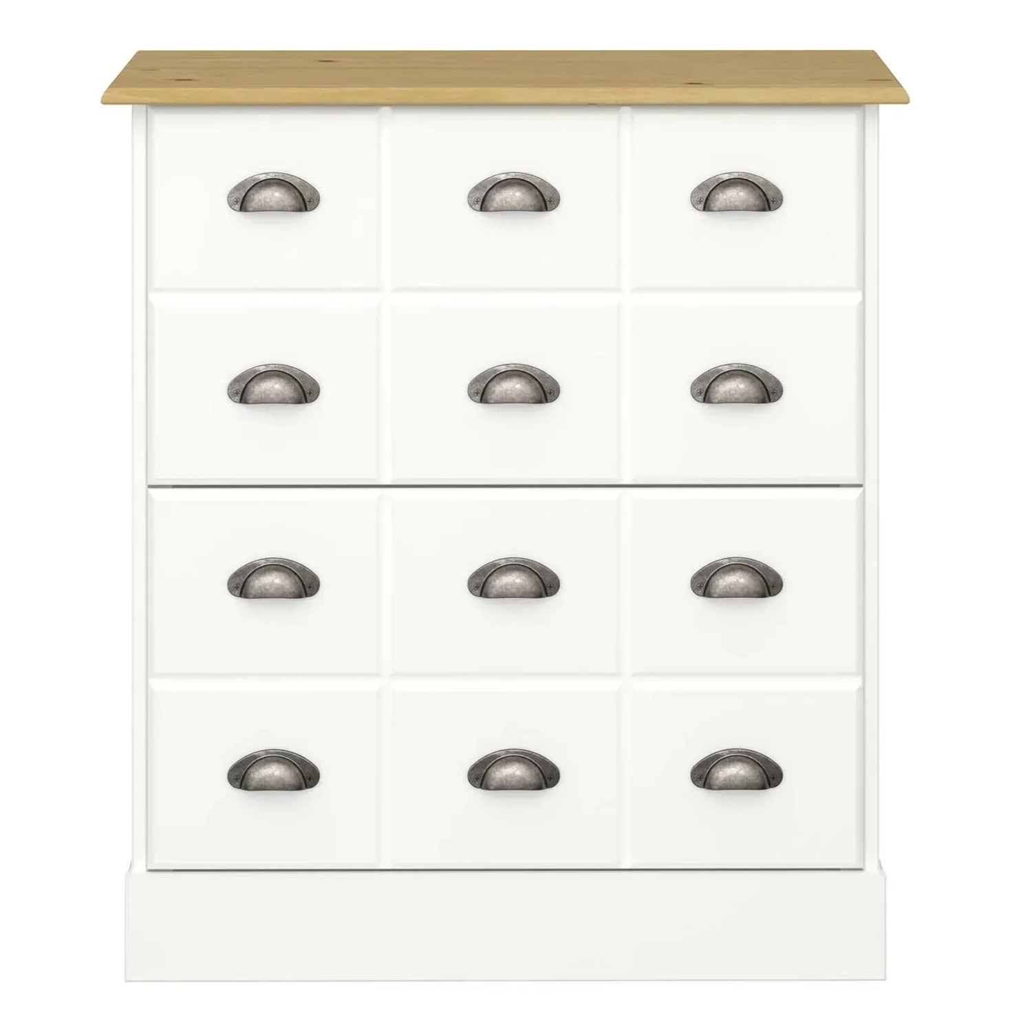 Weißer ebuy24 Orienty Schuhschrank mit 2 Klapptüren und Holzplatte.