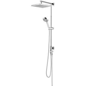Schulte ExpressPlus Duschsystem Rain, verchromt, mit eckiger Kopf- und Handbrause.