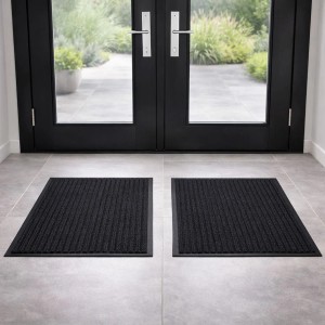 Mojawo 2 Stück Schmutzfangmatte Eingangsmatte 40x60cm Schwarz Türmatte Fußmatte Doppelpack