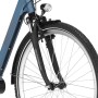 Detailaufnahme Vorderrad, Federgabel und Lampe am Fischer Cita 2.0 E-Bike City-Fahrrad.