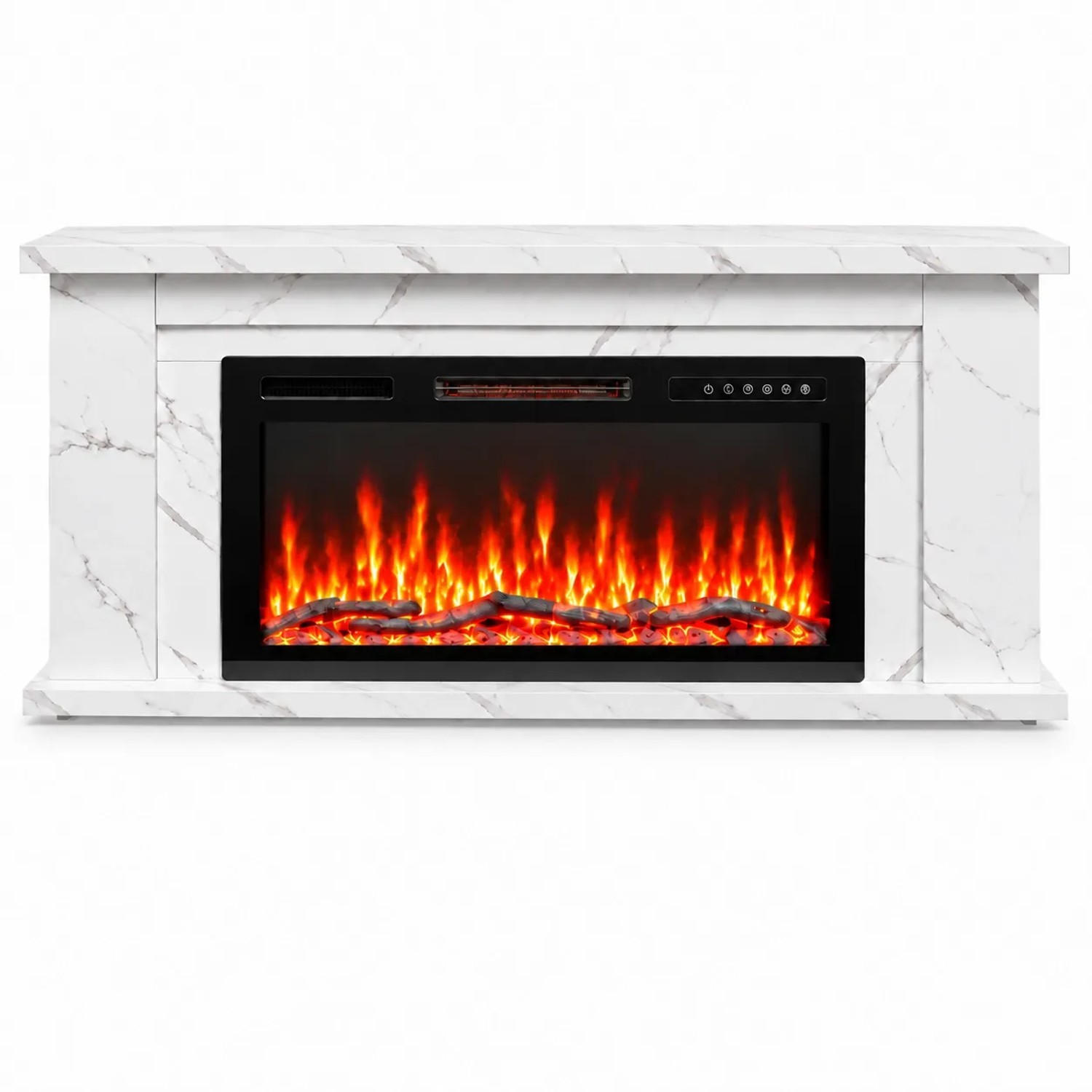 HOMAVO 36 Zoll Elektrokamin 1000/2000 W mit Schrank APP Steuerung 3D Flamme 12 Farben Timer