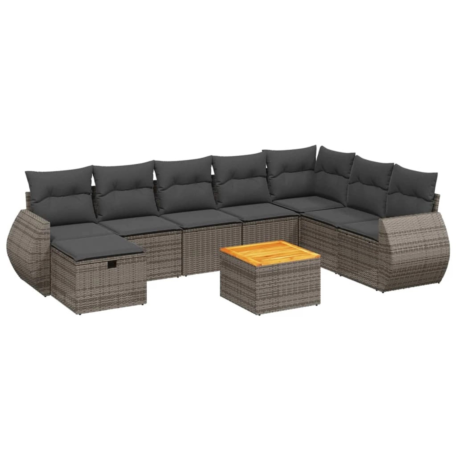 vidaXL 9-Tlg Garten-Sofagarnitur mit Kissen Grau Poly Rattan 3265099 günstig online kaufen