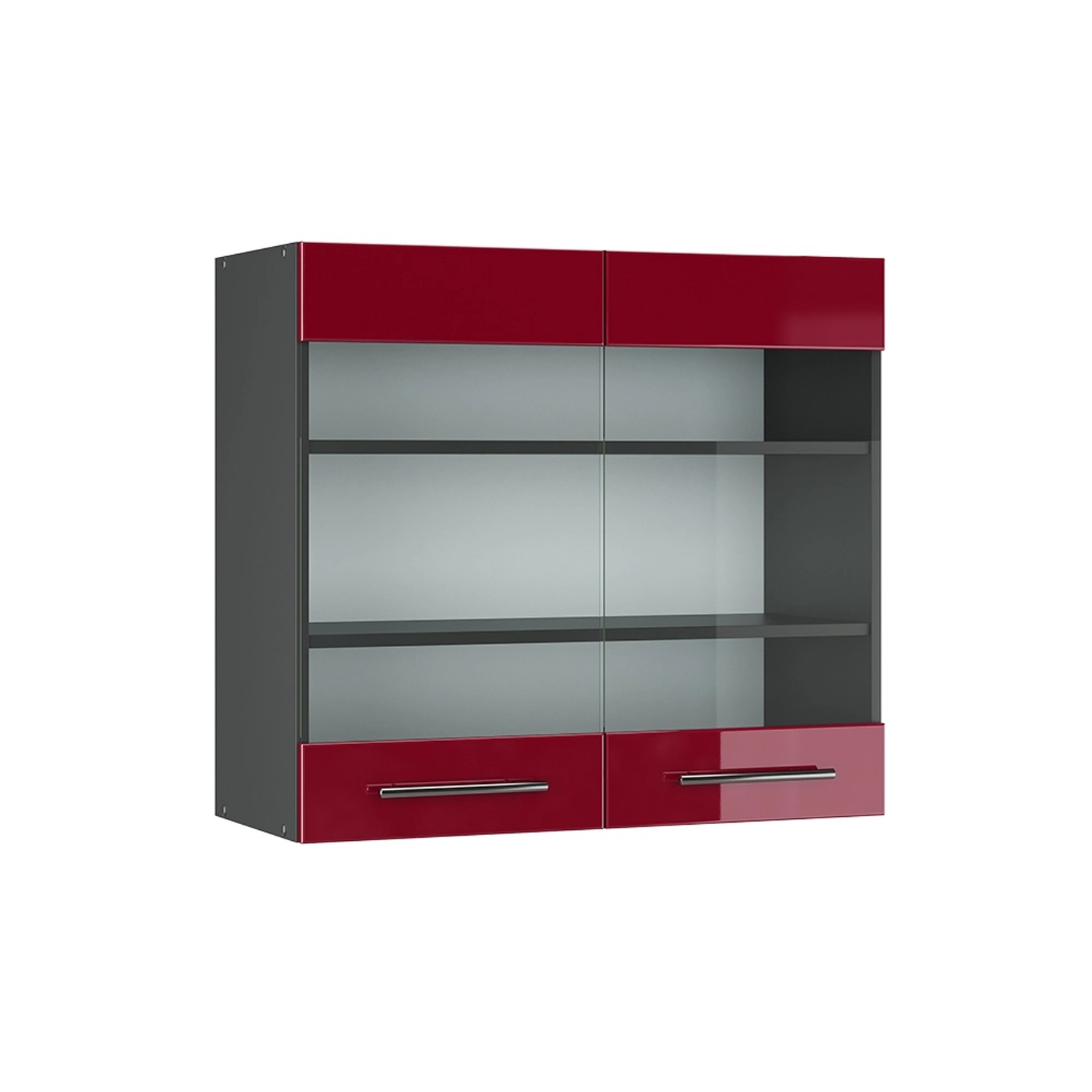 Vicco Küchenglasschrank Fame-Line Glashängeschrank Bordeaux Hochglanz/Anthrazit 80 cm