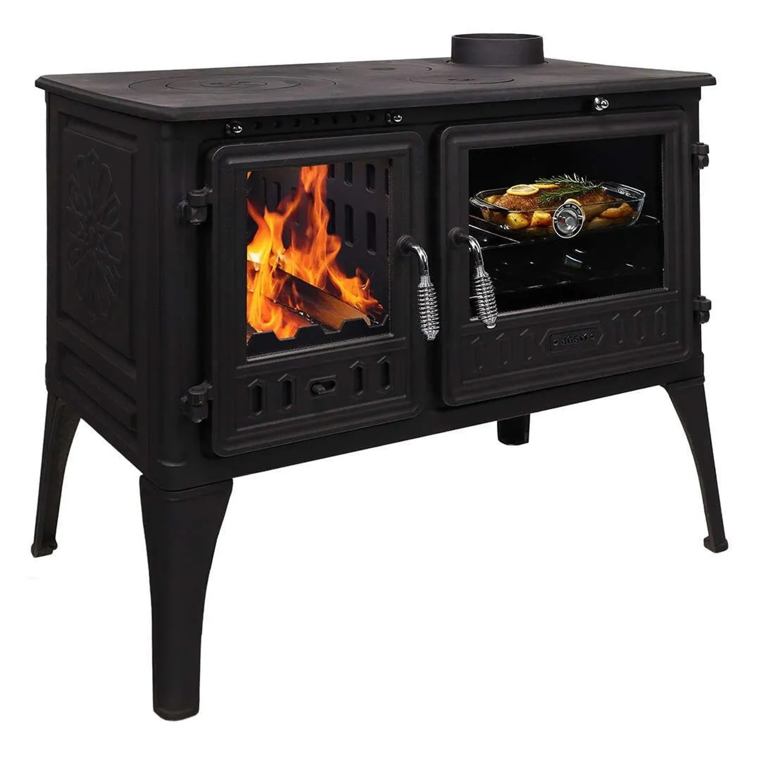 Schwarzer 365 Küchenofen Cook Lite 8,5 kW mit Kochfeld und Feuerraum.