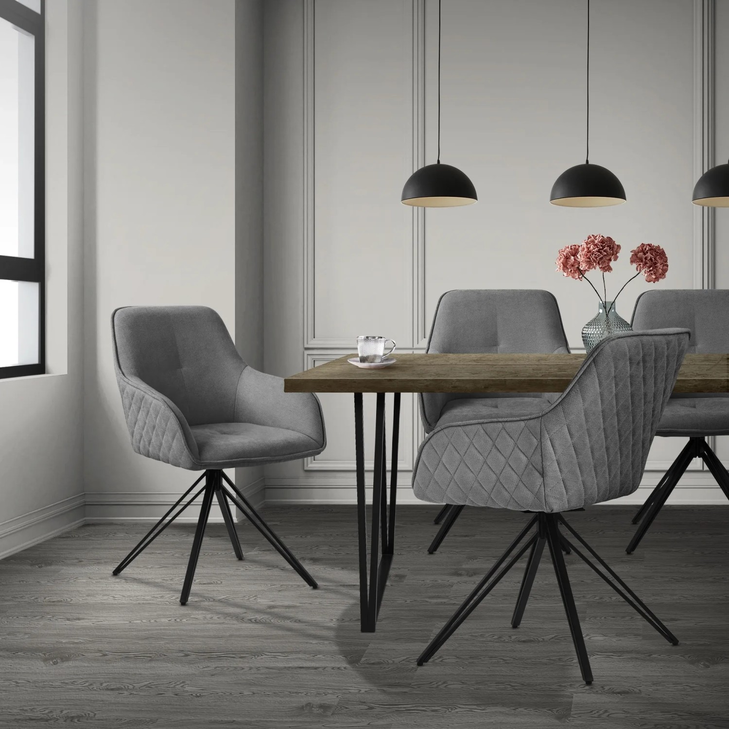 ML-Design Esszimmerstühle drehbar 4er Set Grau kaufen bei OBI
