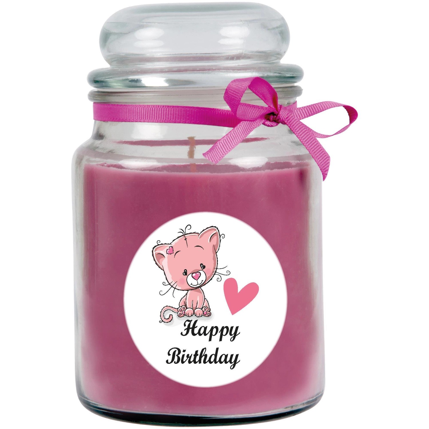 HS Candle Duftkerze & Glas Happy Birthday Bonbon Katze Lavendel günstig online kaufen