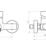 Technische Zeichnung: Schütte Design-Wannenfüllarmatur Atlanta Chrom mit Maßangaben.