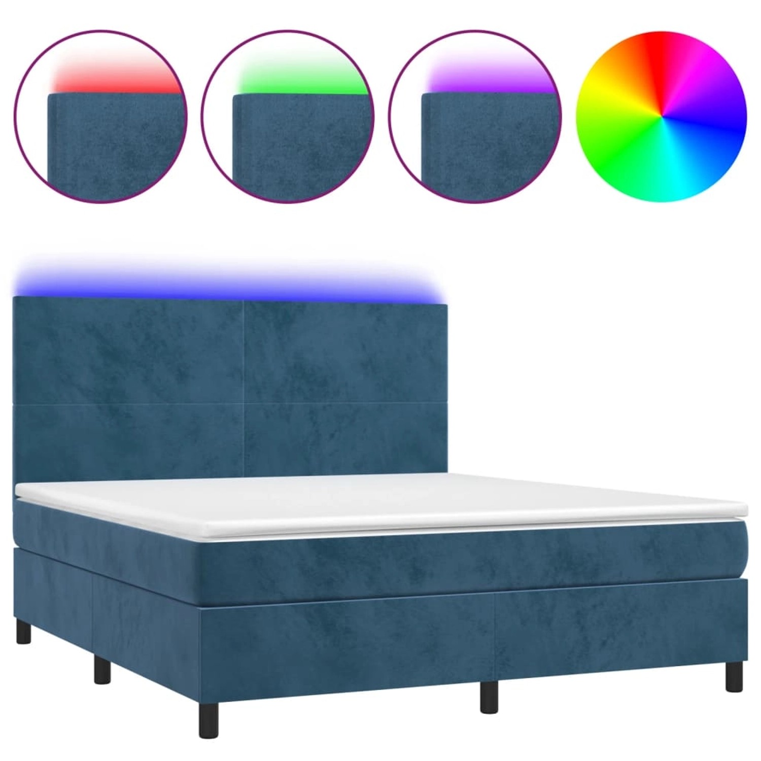 vidaXL Boxspringbett mit Matratze & LED Dunkelblau 180x200 cm Samt 3136021 günstig online kaufen