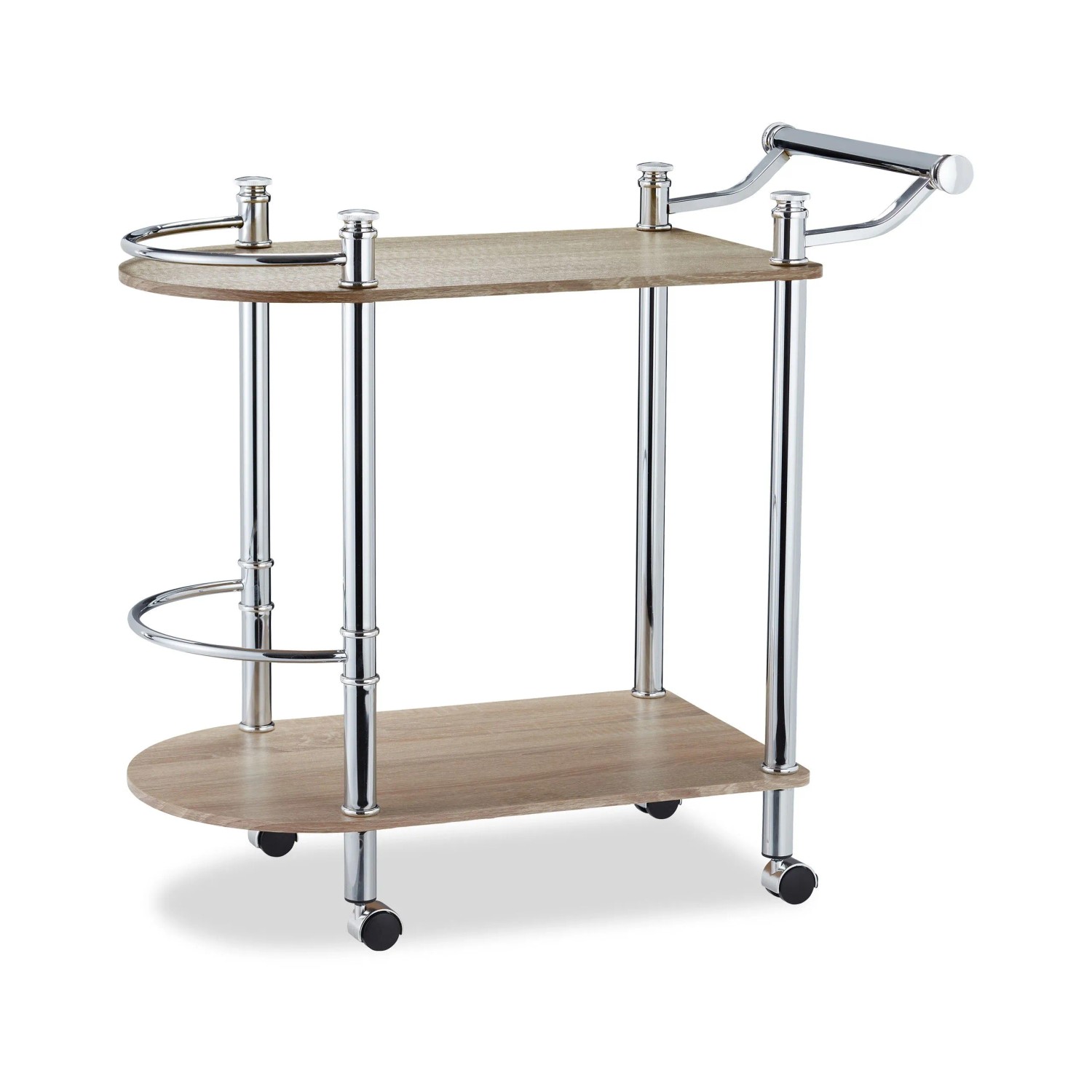 Relaxdays Servierwagen MDF Stahl Braun Mit 2 Etagen 76 cm x 82 cm x 39 cm 7 kg