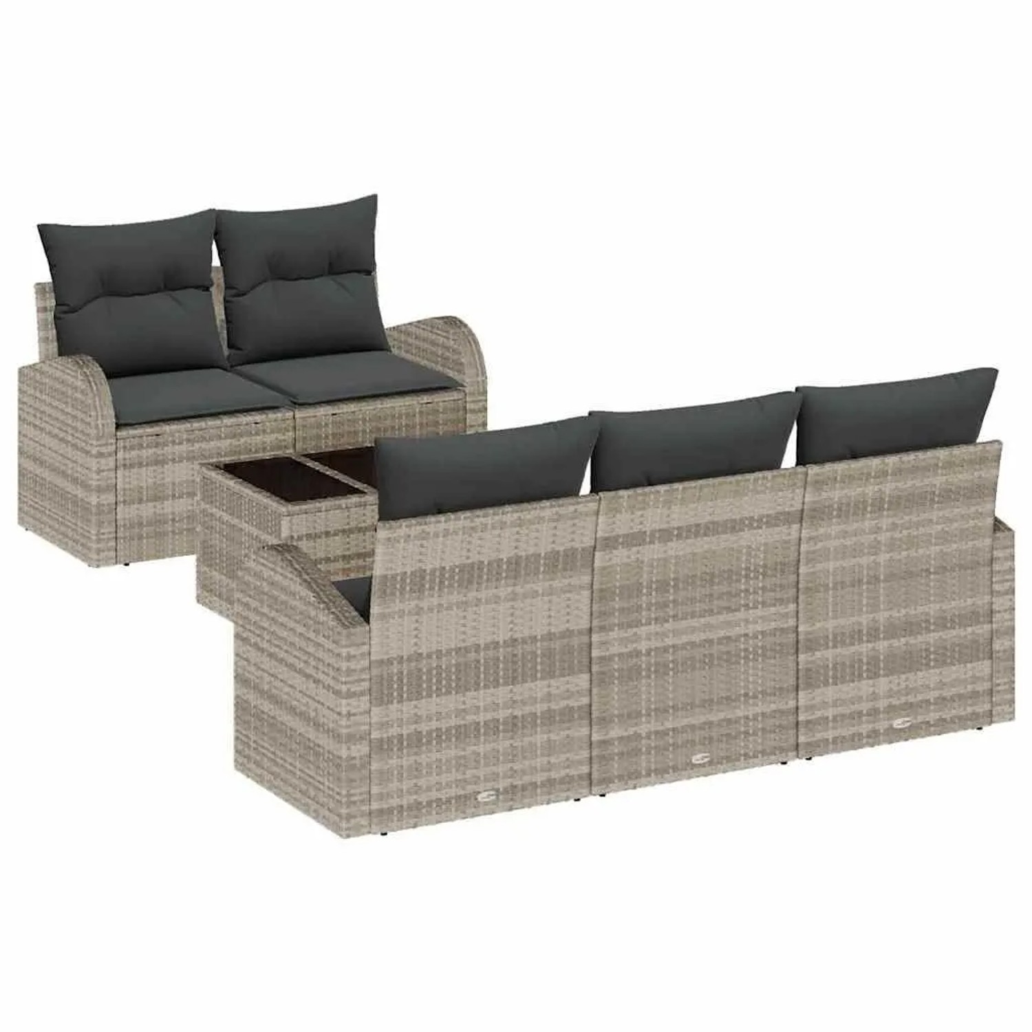 vidaXL Gartensofa-set Hellgrau 55 x 55 x 37 cm Poly-Rattan 3345922 günstig online kaufen