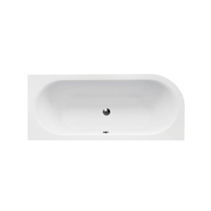 Weiße Bad Land AVITA Eckbadewanne 180x80, rechteckig mit runder rechter Ecke, Ablauf mittig. Acryl-Badewanne.