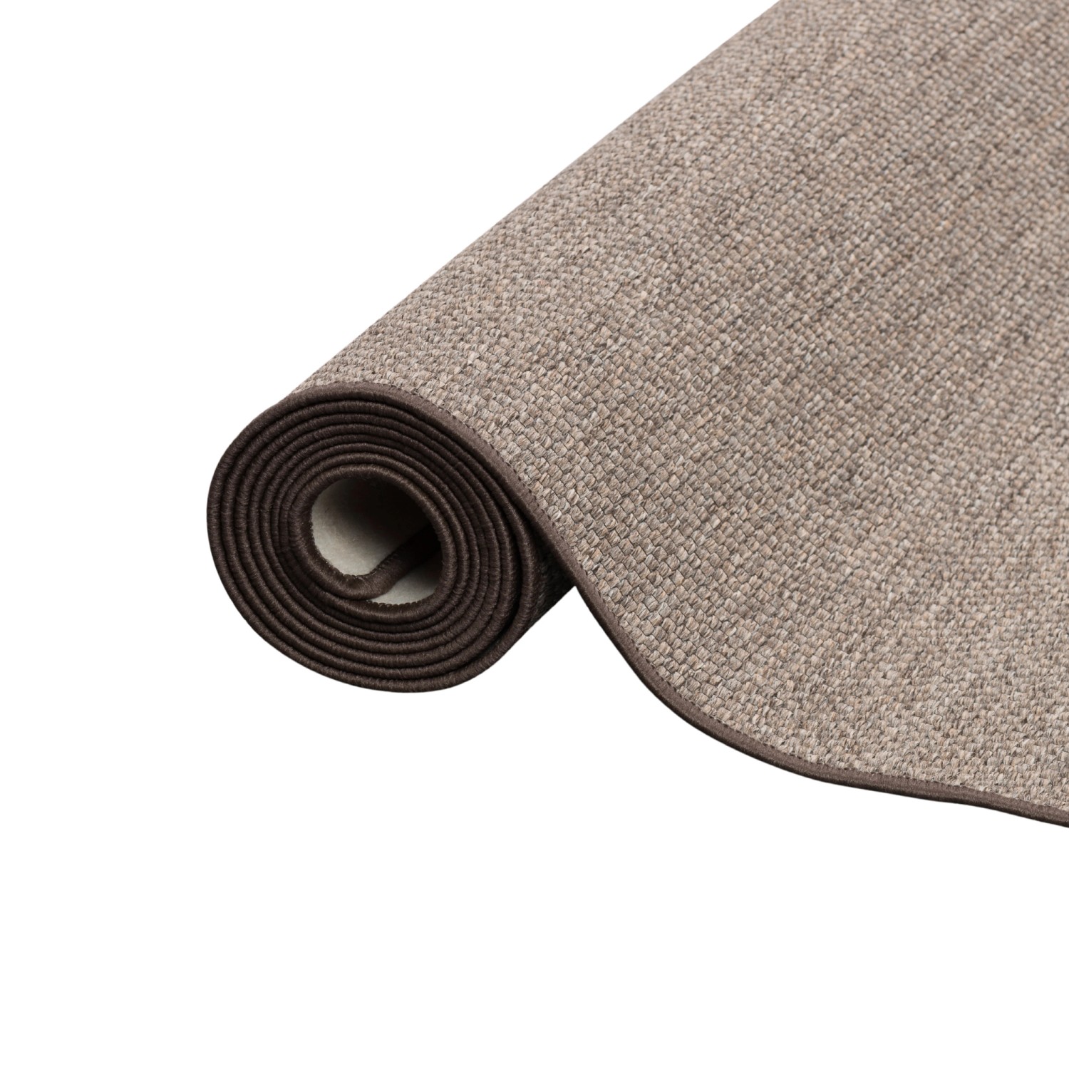 Gerollter, brauner Snapstyle Teppichläufer Bentzon (100x200cm) mit Flachgewebe.