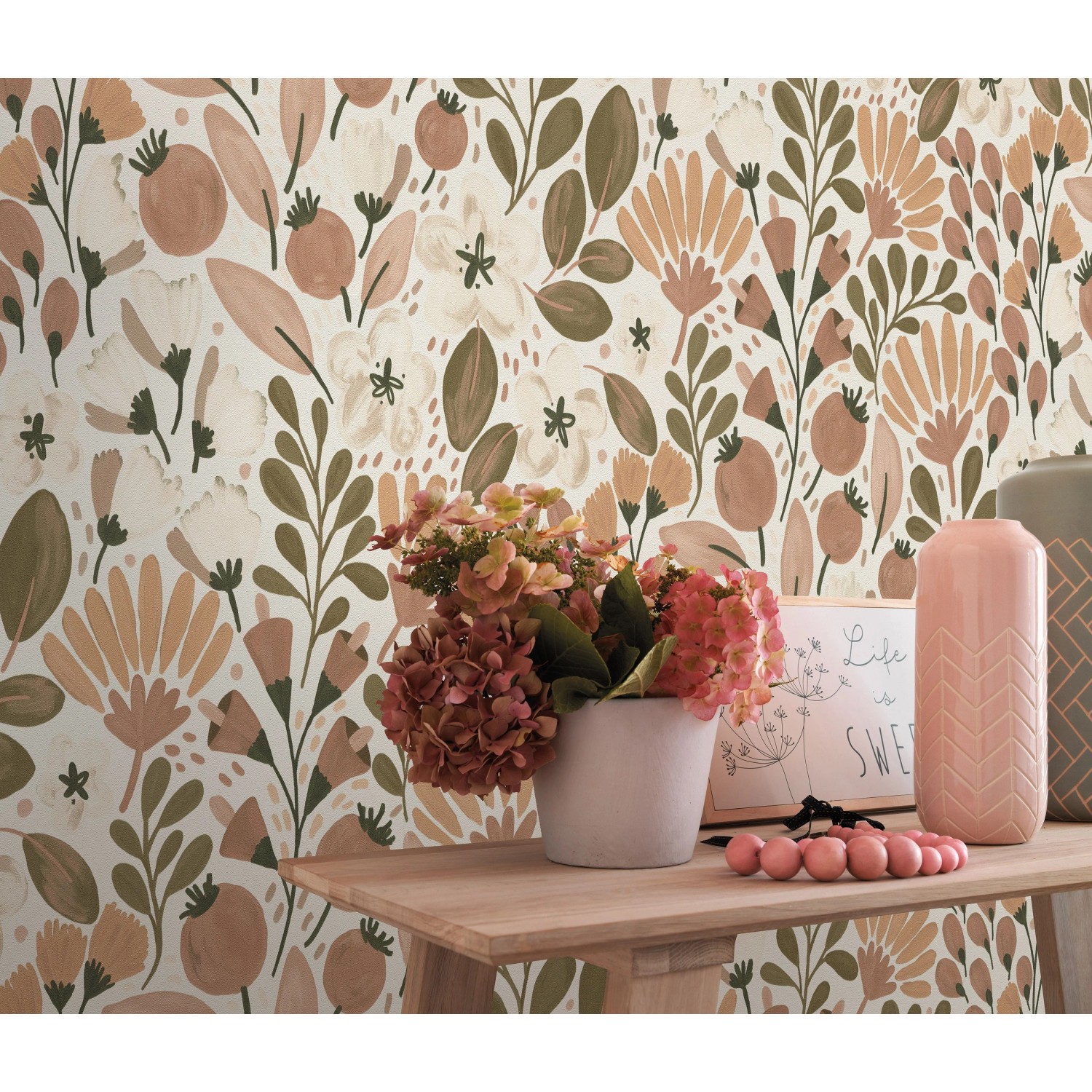 Erismann Vliestapete La Terrasse Jardin Poetique mit floralem Muster in Braun.