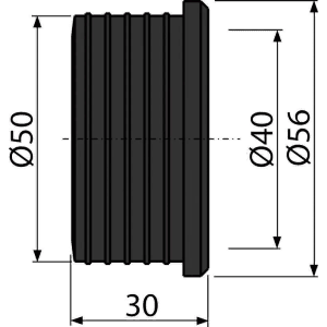 Technische Zeichnung: Alcadrain Gumminippel S0156-ND, Ø 50/40 mm, Sanitärinstallation.