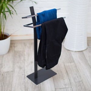 Relaxdays Handtuchständer Stahl Anthrazit Freistehend Zweiarmig 85 x 40 x 20 cm 2,8 kg