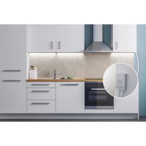 MaxLED 500 Küchen LED-Streifen Set mit Touch-Dimmer, 1,8m, silber, für Unterschrankmontage.
