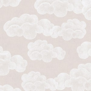 PROFHOME Kindertapete mit Wolkenmuster in Beige und Creme-Weiß.