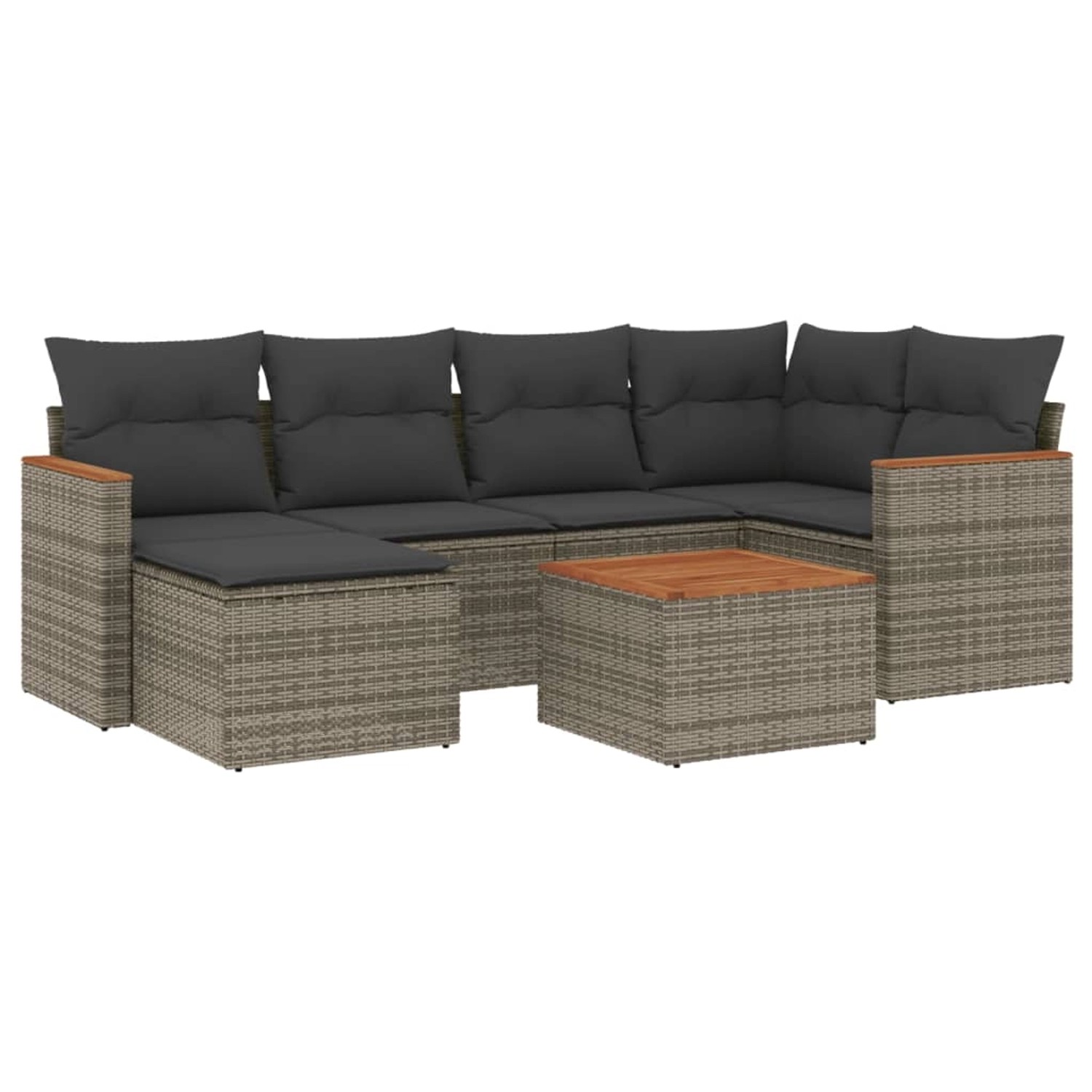 vidaXL 7-Tlg Garten-Sofagarnitur mit Kissen Grau Poly Rattan 3226186 günstig online kaufen