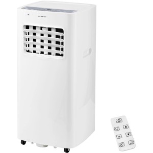 Mobile Klimaanlage Emerio 7000 BTU in Weiß mit Fernbedienung für kühle Räume.