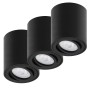 Oktaplex 3er Set Alu Aufbauspot Lile M, schwenkbar, LED warmweiß 3000K, schwarz.