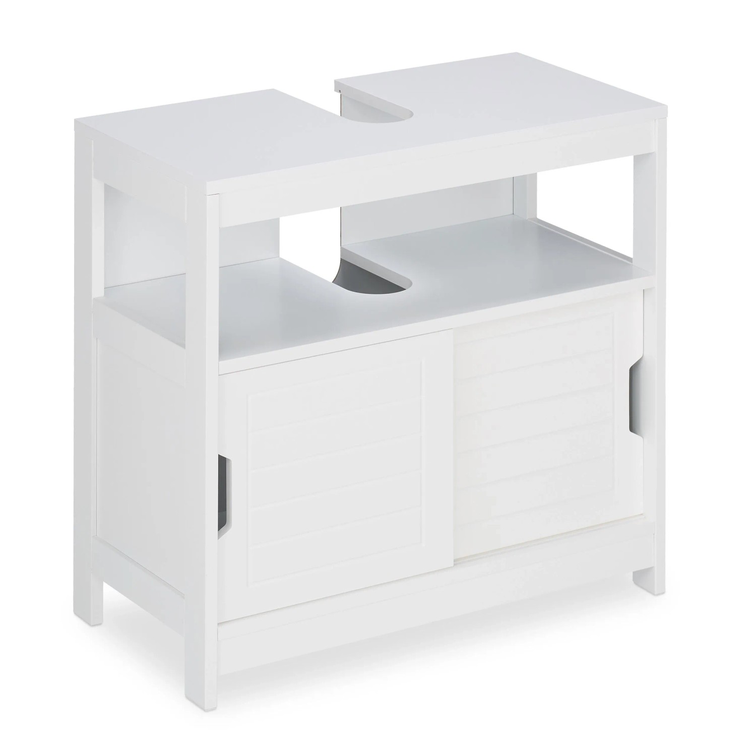 Relaxdays Waschbeckenunterschrank MDF Weiß mit Schiebetüren 60,5 cm x 60 cm x 30 cm 10,2 kg