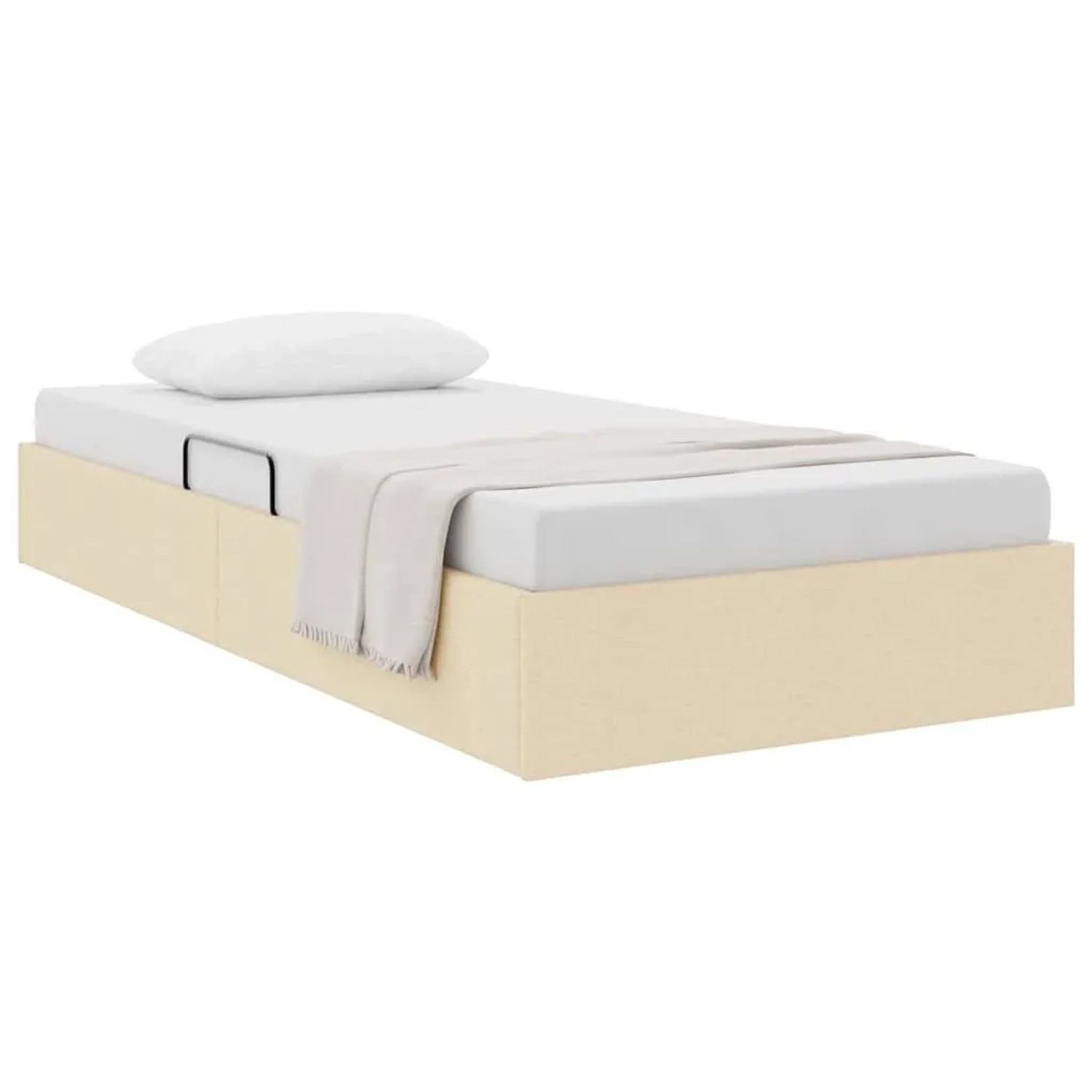 vidaXL Aufbewahrungsbett mit Kopfteil Creme 90 x 190 cm Stoff 3369984