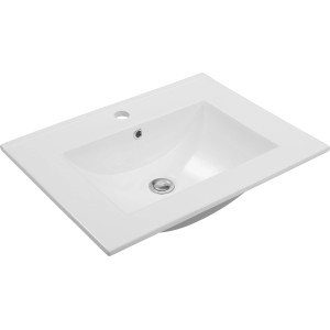 Weißes, eckiges baliv Waschbecken WB-7380 (46x60 cm) mit Hahnloch für Bad oder Gäste-WC.