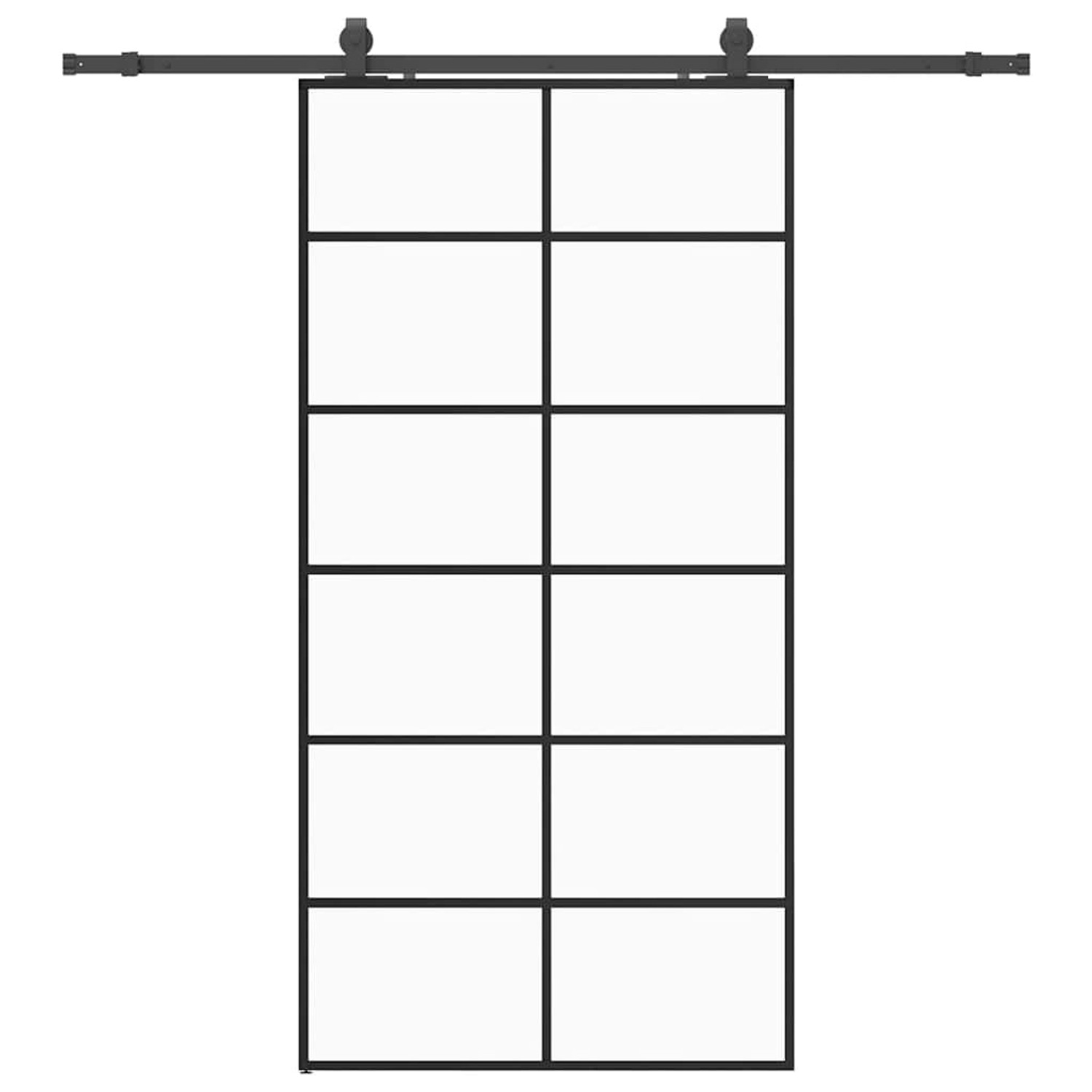vidaXL Schiebetür mit Beschlag Schwarz 102x205 cm ESG-Glas 3375852