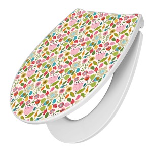 Banjado Premium WC-Sitz mit Absenkautomatik, Motiv Rosa Kelch Hell.