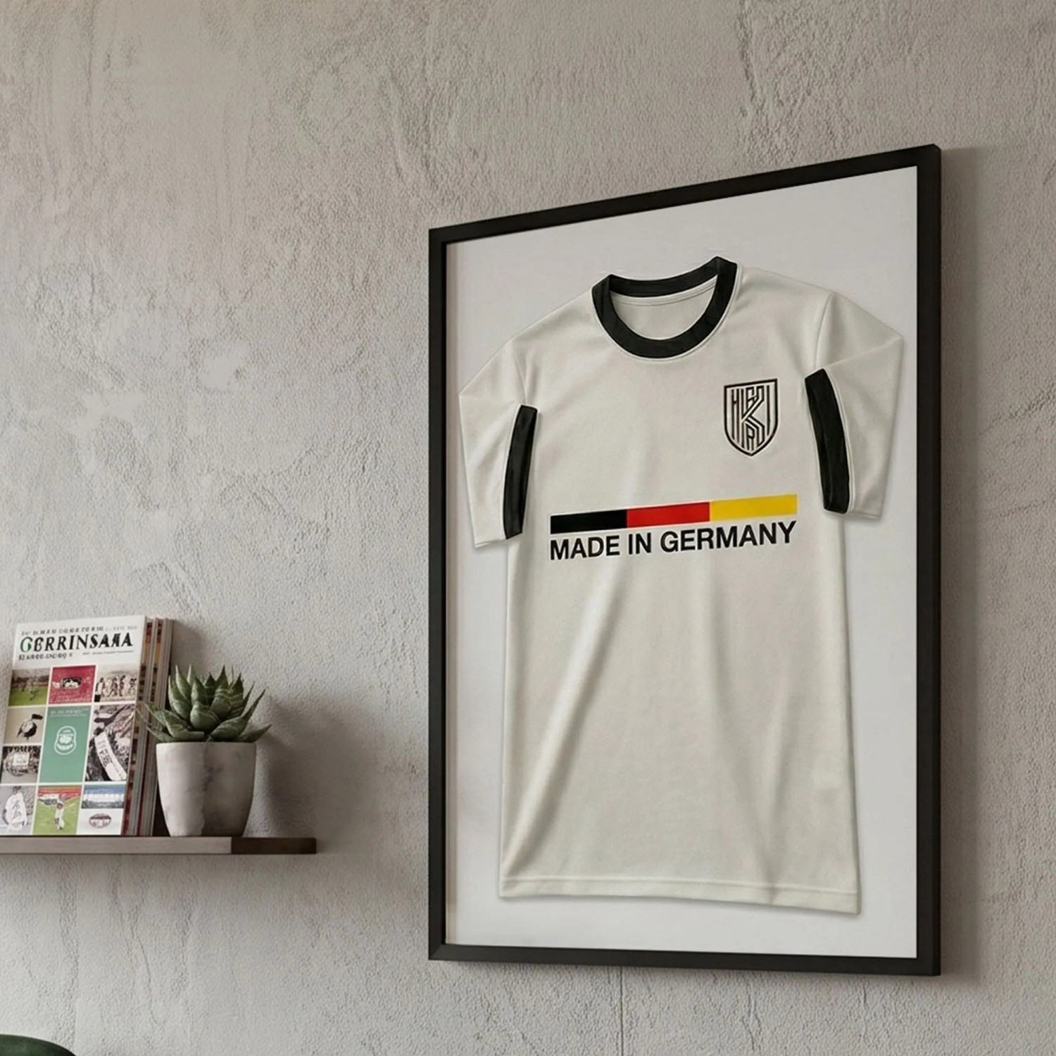 K-Möbel Echtholz Trikot Rahmen 50x70 cm Schwarz für Kindertrikots & Fan Shirts
