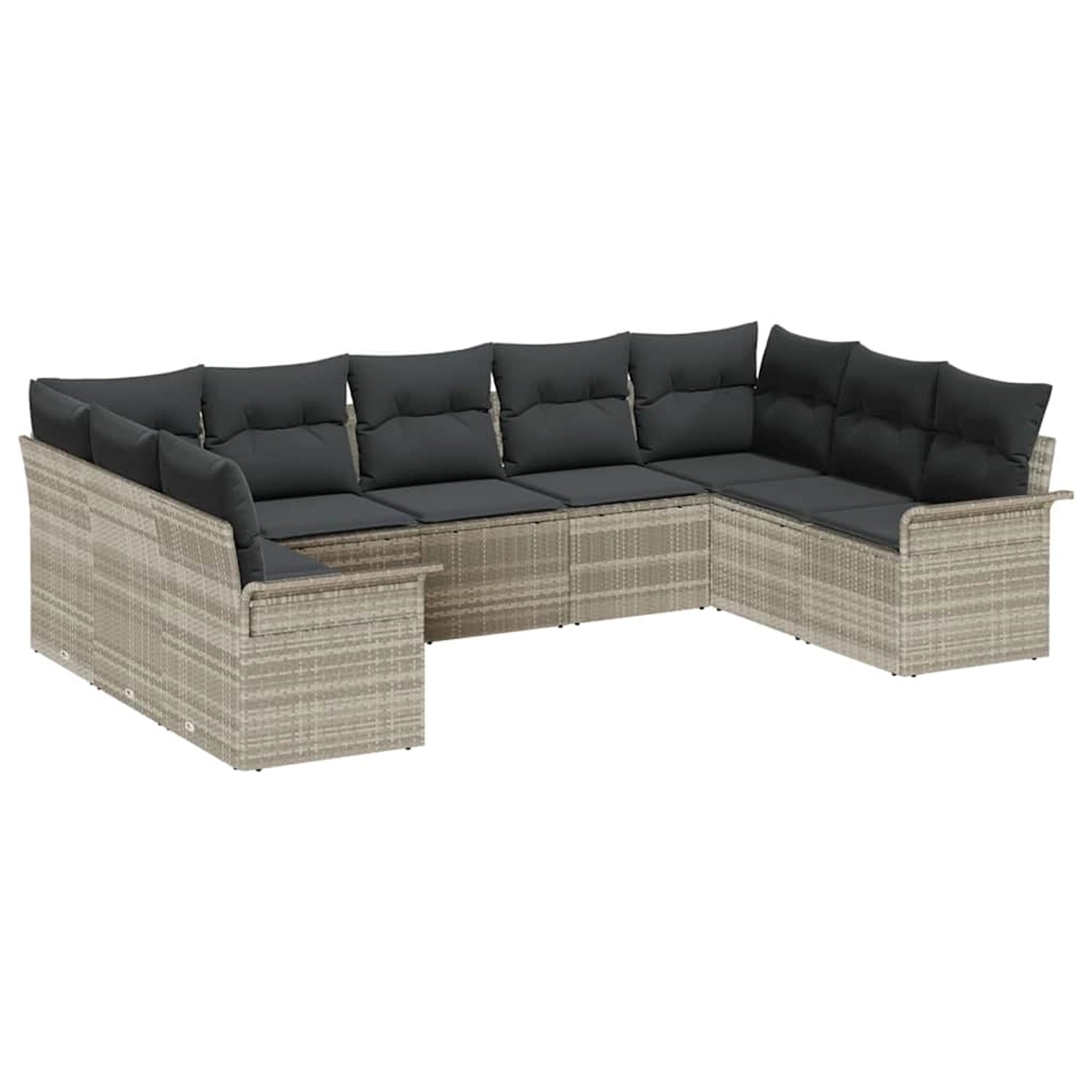 vidaXL Garten-Sofa-Set mit Kissen 9-Tlg Hellgrau Poly Rattan 3345522 günstig online kaufen