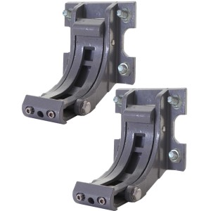 Graues 2er-Set Wandhalterungen aus pulverbeschichtetem Stahl für Markisen-Wandmontage und Sonnenschutz.