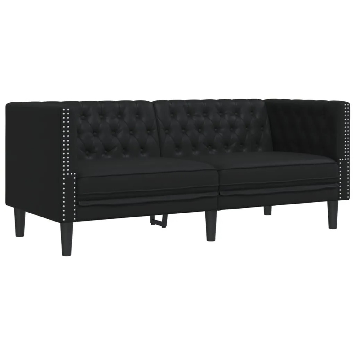 vidaXL Chesterfield-Sofa 2-Sitzer Schwarz Kunstleder 372659