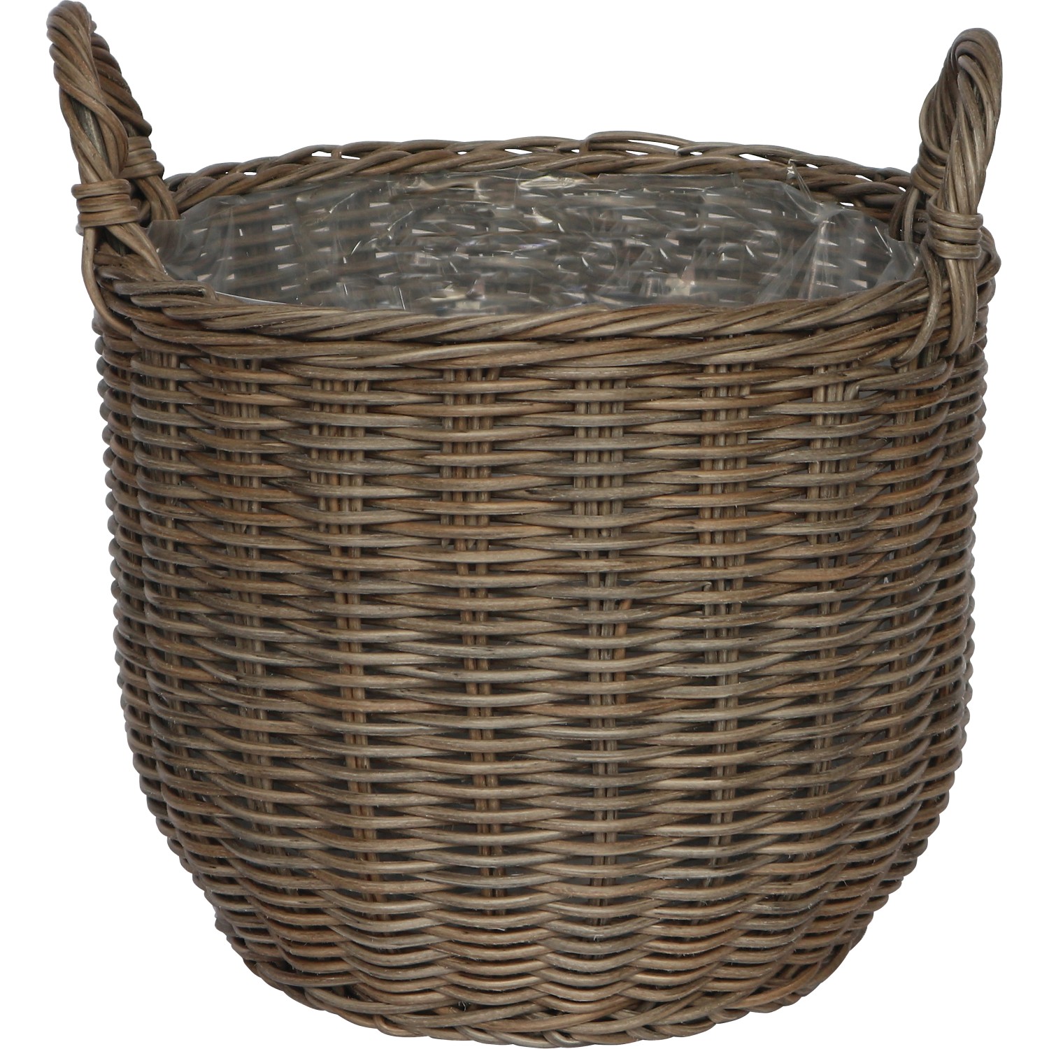 Korb mit Griffen aus Polyrattan 33 cm x 33 cm x 34,5 cm Grau