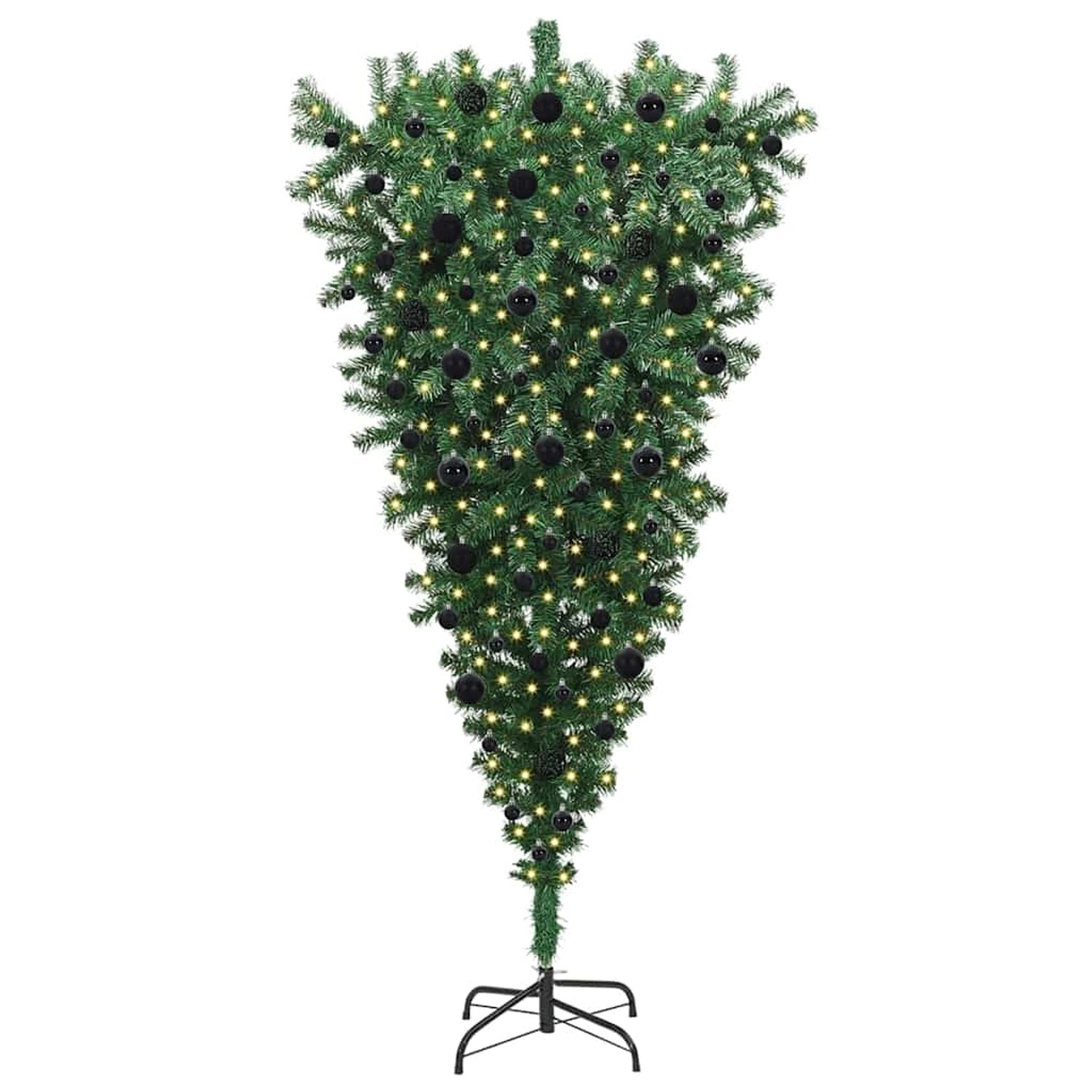 vidaXL Umgedrehter Kunst Weihnachtsbaum mit Kugelset Grün 180 cm PVC 3396865