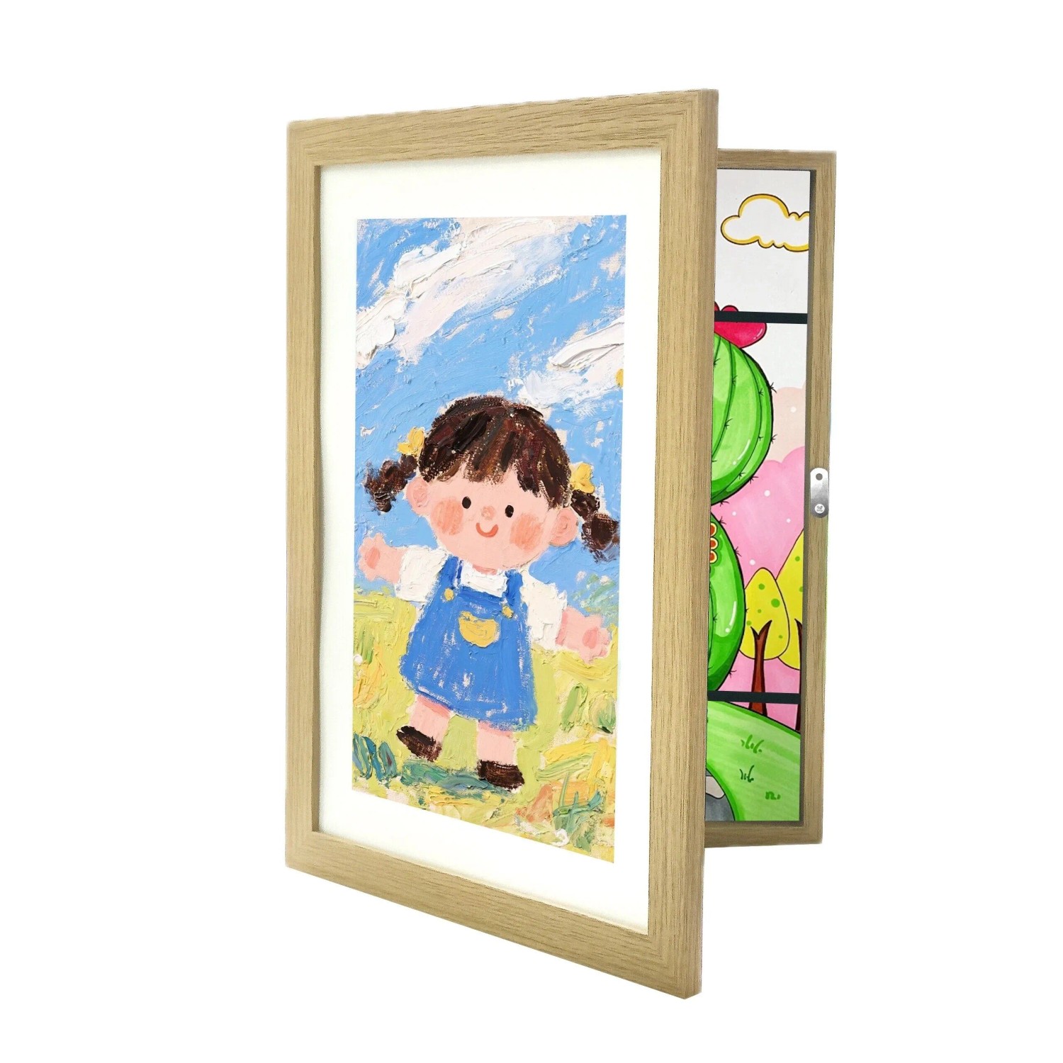 Relaxdays Kinderbilderrahmen A4 MDF Acrylglas Eiche Befüllbar 32 x 25,5 cm 500 g