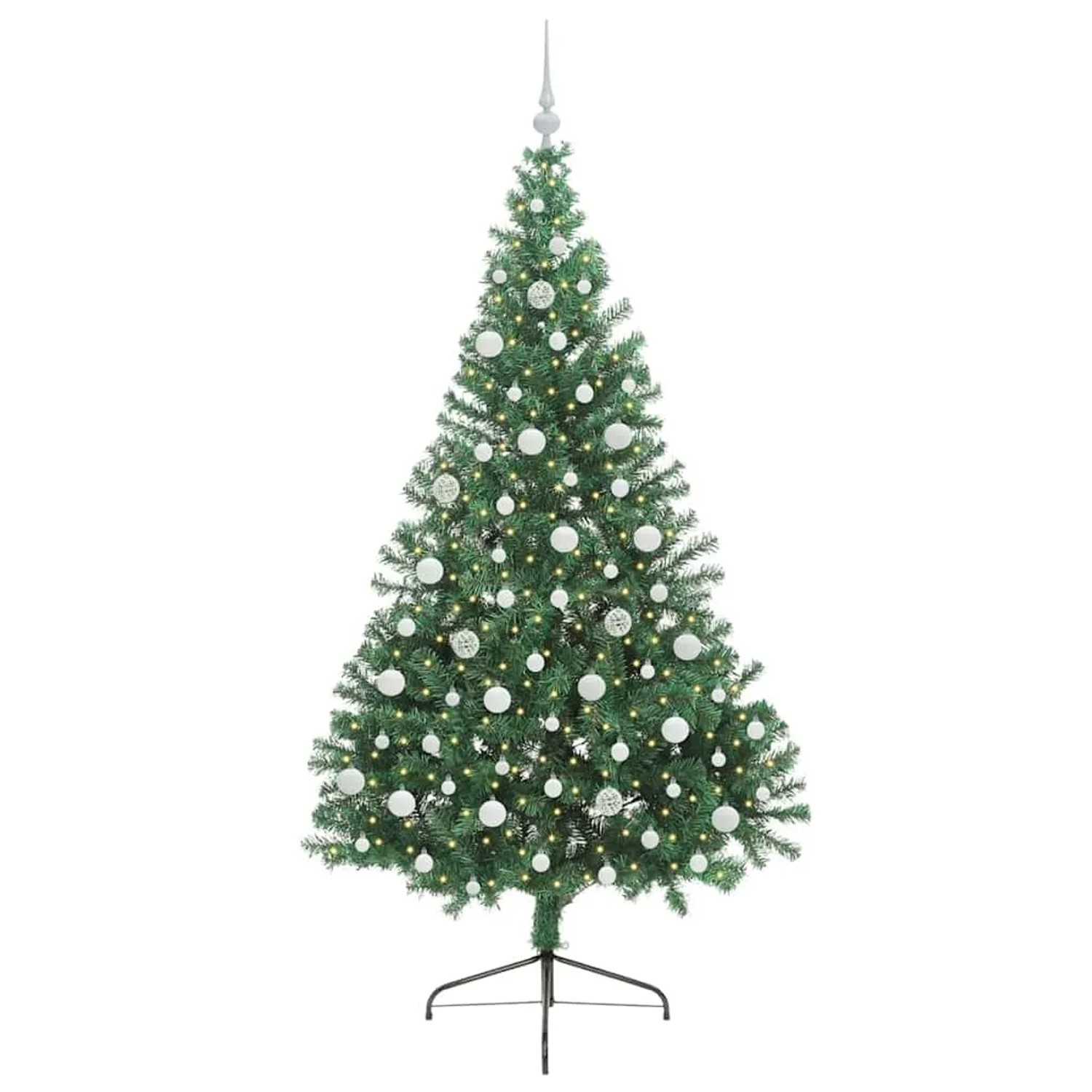 vidaXL Künstlicher Vorbeleuchteter Weihnachtsbaum Grün 210 cm PVC 3397027