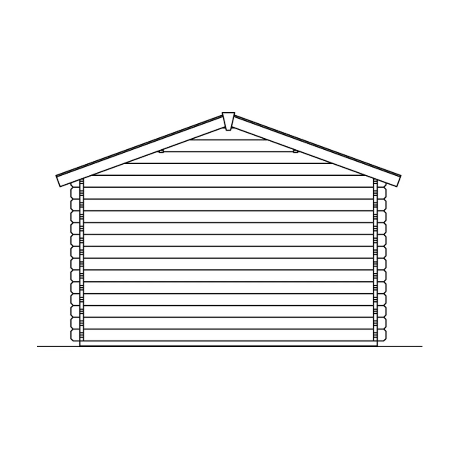 Skizze eines Skan Holz Gartenhauses Langesund, Natur, 340x250 cm, Seitenansicht.