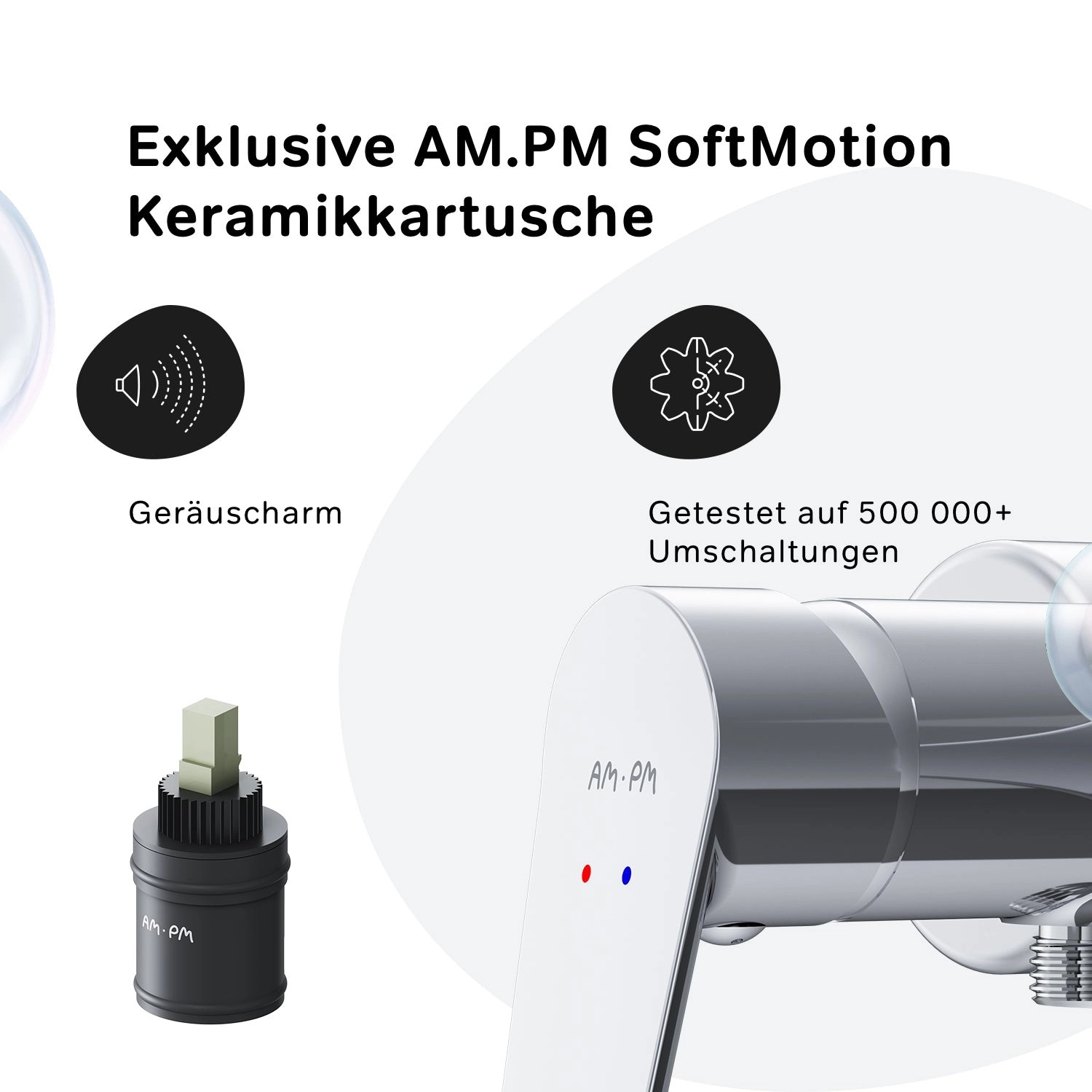 AM.PM Duscharmatur Hit: Brausearmatur aus Chrom mit SoftMotion Keramikkartusche für Bad & Dusche.